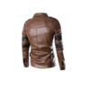 Men's Brown Designer Vintage Leather Jacket with Black Strips - Image 3