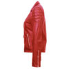 Women's Red Stylish Leather Jacket - Image 3
