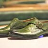 Handmade Men's Green Monk Strap Croc Design Real Leather Shoes - Image 3