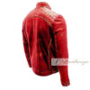 Men's Red Biker Distressed Vintage Leather Jacket - Image 3