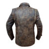 Men Brown Vintage Distressed Leather Jacket - Image 2