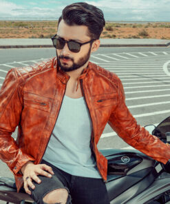 Men's Brown Designer Biker Leather Jacket