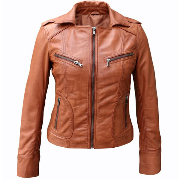 Women's Stylish Brown Leather Jacket - Leatheriza
