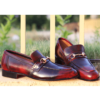 Handmade Men's Red Leather Loafers Leather Shoes - Image 3
