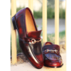 Handmade Men's Red Leather Loafers Leather Shoes - Image 4