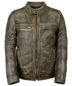 Men's Khaki Hunters Leather Jacket