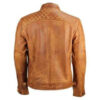 Men?s Light Brown Motor Racer Jacket - Image 2
