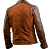Men's Brown Diamond Biker Vintage Leather Jacket - Image 2