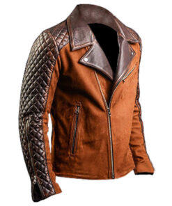 Men’s Brown Diamond Biker Vintage Leather Jacket