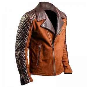 Men’s Brown Diamond Biker Vintage Leather Jacket
