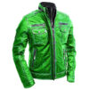 Green Vintage Biker Leather Jacket