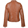 Women's Camel Brown Leather Jacket - Image 2