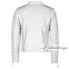 Men's Casual White Leather Jacket with Black Strips - Image 3