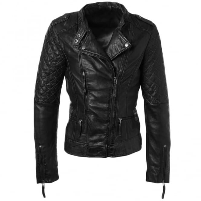 Bold- Women's Black Leather Jacket - Leatheriza