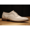 Handmade Men's White Elegant Wingtip Oxford Style Real Leather Shoes - Image 3
