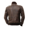 Men's Dark Brown Leather Jacket with Shoulder Patches - Image 2