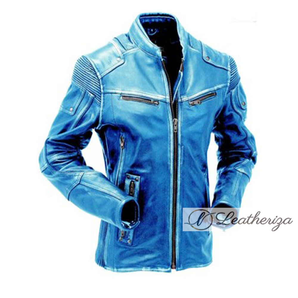 Buy Best Selling Handmade Leather Jacket Men,men's Blue Color Leather Jacket,lambskin  Leather Slim Fit Bikers Handmade Jacket for Men OC1046 Online in India -  Etsy
