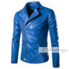 Mens Blue Motorcycle Leather Jacket