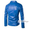 Men's Blue Motorcycle Leather Jacket - Image 3