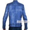 Men's Blue Biker Vintage Leather Jacket - Image 3
