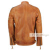 Classic Russet Brown Leather Jacket For Men - Image 3