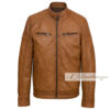 Tawny Brown Leather Jacket For Men