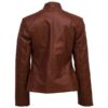 Women's Elegant Brown Leather Jacket - Image 2
