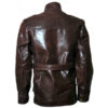 Men's Dark Brown Distressed Leather Jacket - Image 2