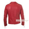 Men's Basic Red Leather Jacket with Black strips - Image 3