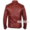 Men's Vermilion Red Leather Jacket - Image 3