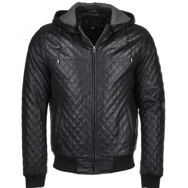 Buy Men's Black Hooded Leather Jacket from leatheriza.com