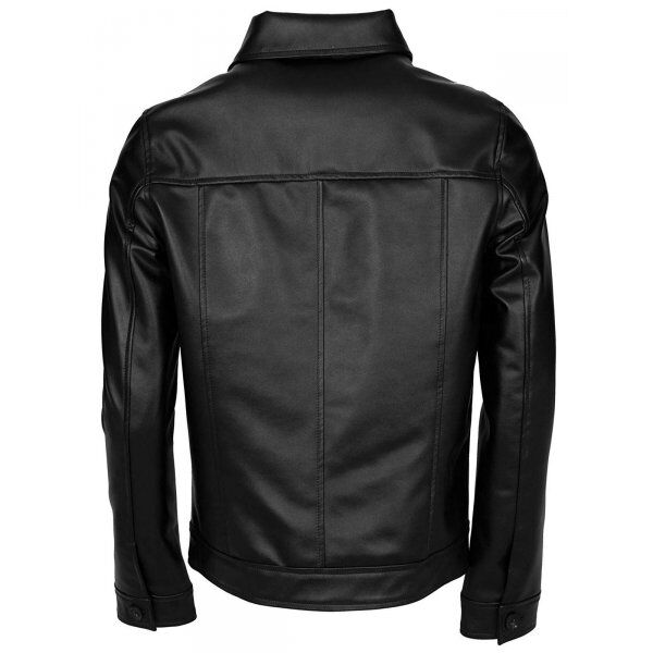 Buy Men Black Biker Leather Jacket with Buttons Style from Leatheriza