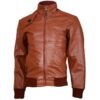 Men’s Brown Elegant Leather Bomber Jacket