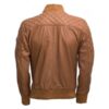 Men's Walnut Brown Bomber Leather Jacket - Image 2