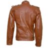 Men's Tan Brown Designer Biker Leather Jacket - Image 2