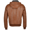 Men's Brown Simple Hooded Leather Jacket - Image 2