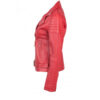 Women Red Elegant Biker Leather Jacket - Image 3