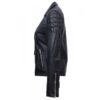 Women Black Elegant Biker Leather Jacket - Image 2