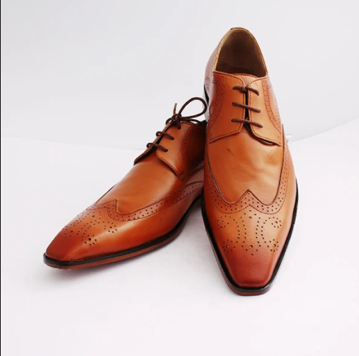 Handmade Men's Brown Wingtip Brogue Design Leather Shoes - Leatheriza