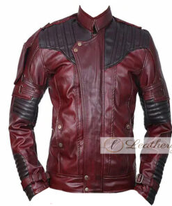 Biker-Men's Maroon Leather Jacket