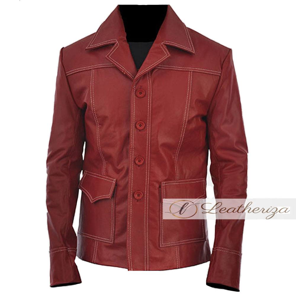 Buy Cherry ? Men?s Red Leather Coat Online From leatheriza.com