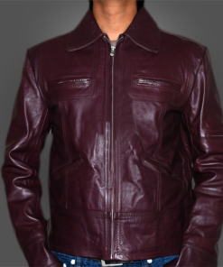 Burgundy Men Leather Jacket