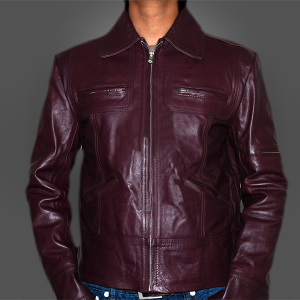 Burgundy Men Leather Jacket