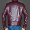 Elegant Burgundy Men Leather Jacket - Image 2