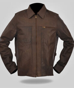 Elegant Brown Classic Leather Jacket