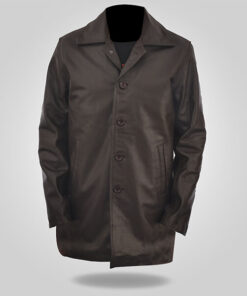 Detective Men's Brown Leather Coat