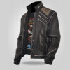 Zipper - Men's Black Leather Jacket - Image 2