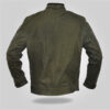 Olive - Men's Green Leather Jacket - Image 2