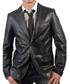 Formal Black Leather Coat for Men