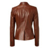Smooth- Chocolate Brown Leather Blazer for Women - Image 2
